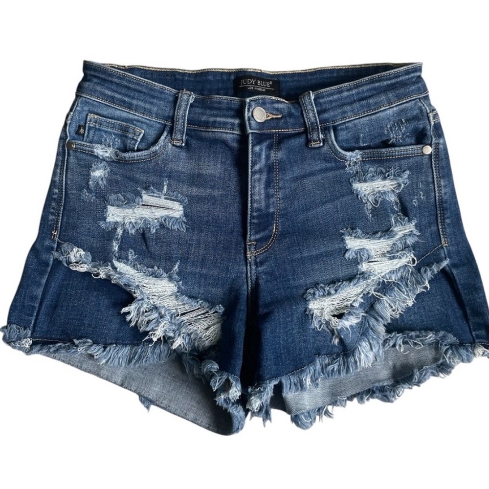 Judy Blue Distressed Blue Jean Shorts